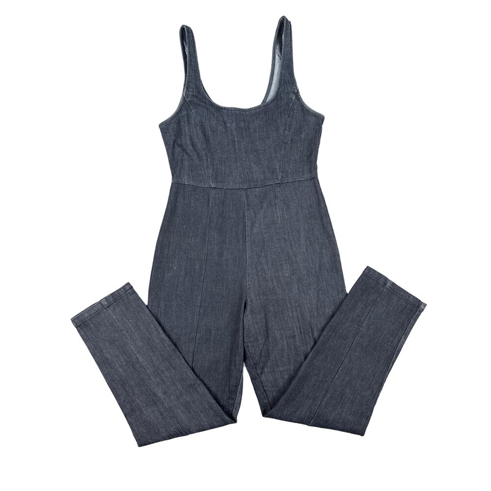 Urban Outfitters - Sleeveless Denim Jumpsuit in Gray Black